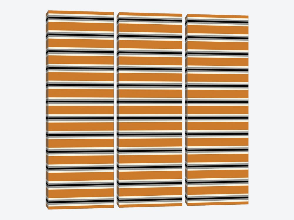 Orange Black Minimal Stripes by Miho Art Studio 3-piece Art Print
