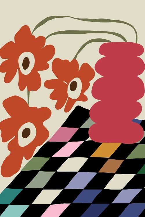 Color-Checkerboard With Dropping Flower