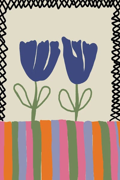 Stripes: Happy Two Blooming by Miho Art Studio