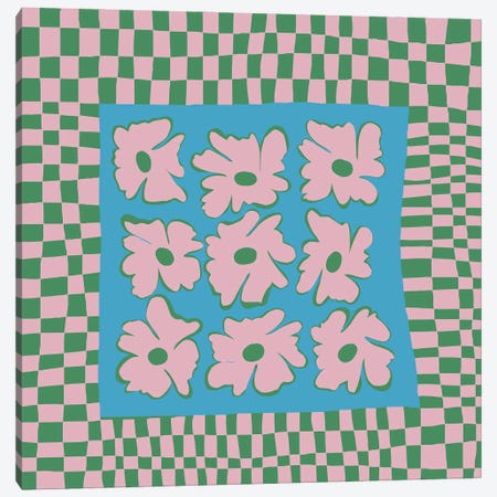 Pastel Nature Checkerboard Canvas Print #MHX25} by Miho Art Studio Canvas Art