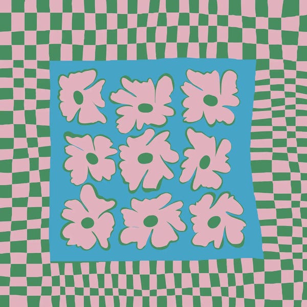 Gingham: Pastel Nature Checkerboard by Miho Art Studio