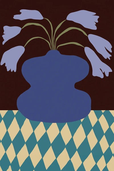 Gingham: Purple Pottery And Dropping Lily by Miho Art Studio