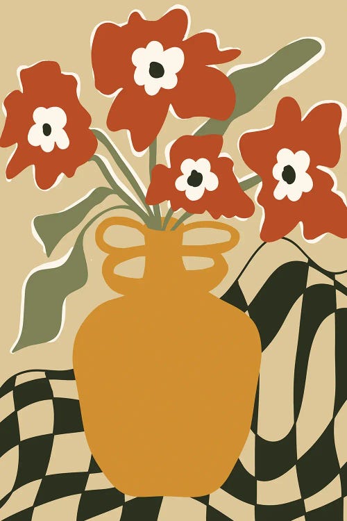 Retro Checkered Flower Pot