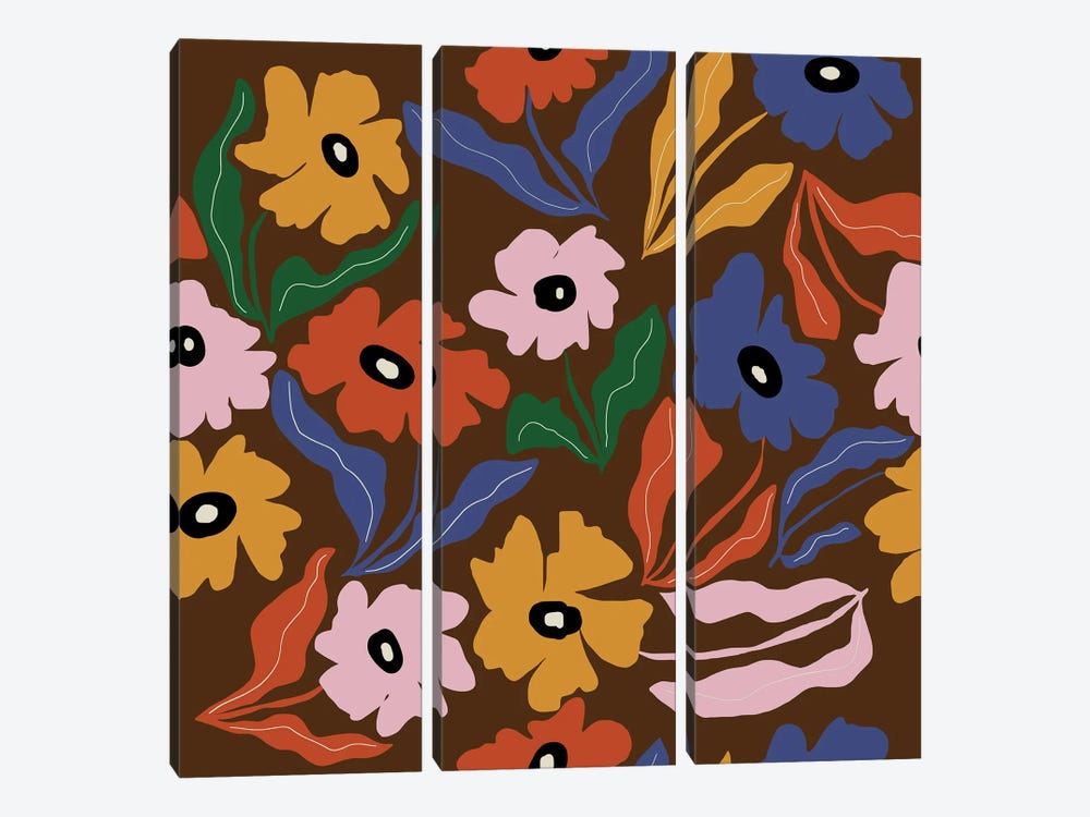 Abstract Floral Pattern by Miho Art Studio 3-piece Art Print