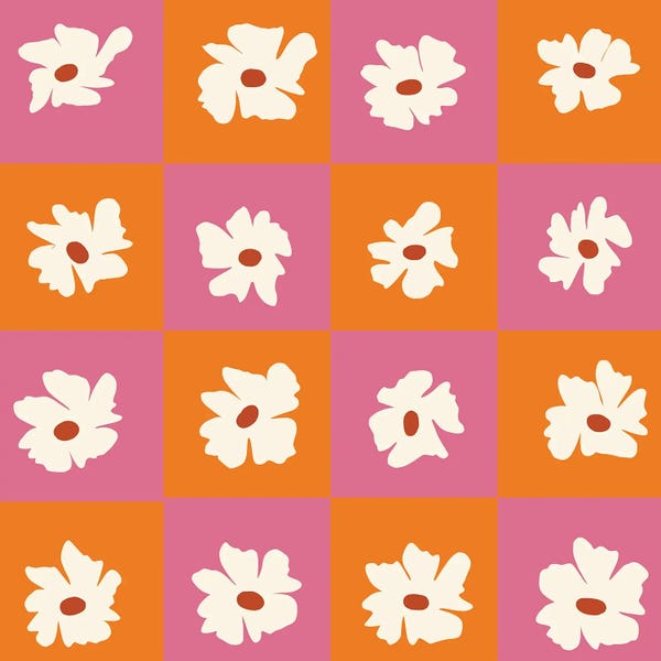 Gingham: Tropical Floral Pattern by Miho Art Studio