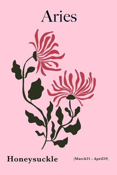 Aries: Aries Honeysuckle by Miho Art Studio