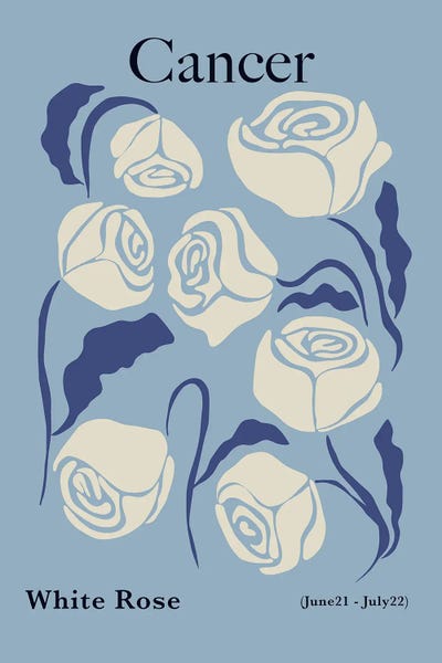 Cancer: Cancer White Rose by Miho Art Studio