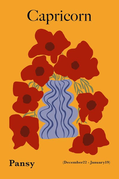 Capricorn: Capricorn Pansy by Miho Art Studio