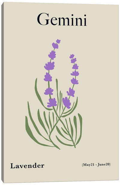 Gemini Lavender Canvas Art Print - Cream Art