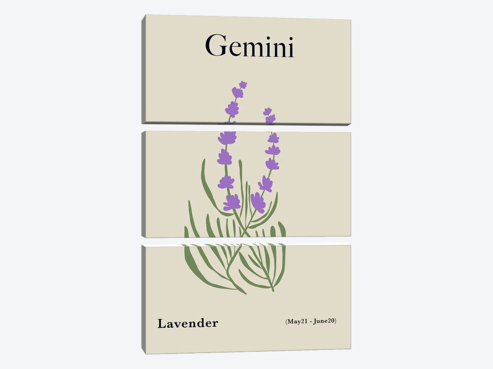 Gemini Lavender by Miho Art Studio 3-piece Canvas Print