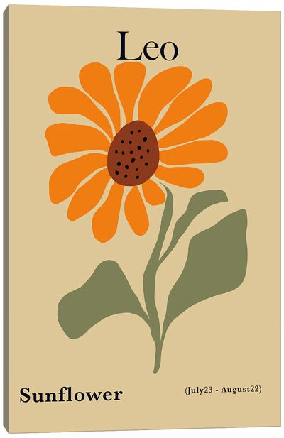Leo Sunflower Canvas Art Print - Cream Art