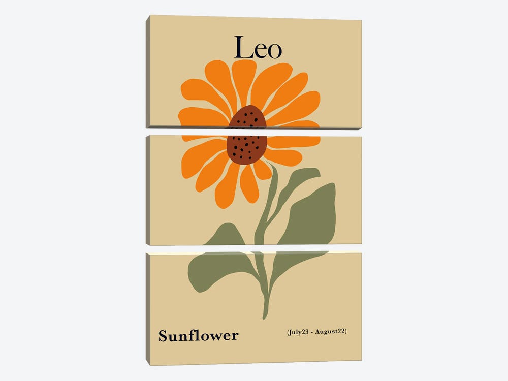 Leo Sunflower by Miho Art Studio 3-piece Canvas Artwork