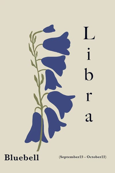 Libra Bluebell by Miho Art Studio art print