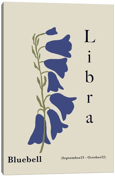 Libra Bluebell Canvas Art Print - Zodiac Art