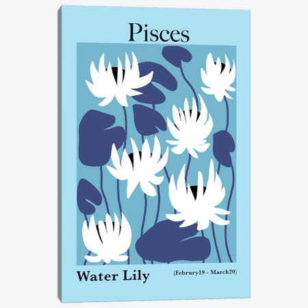 Pisces Water Lily Canvas Print #MHX41} by Miho Art Studio Canvas Art Print