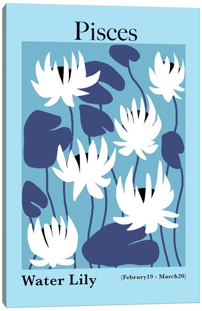 Pisces Water Lily Canvas Art Print - Miho Art Studio