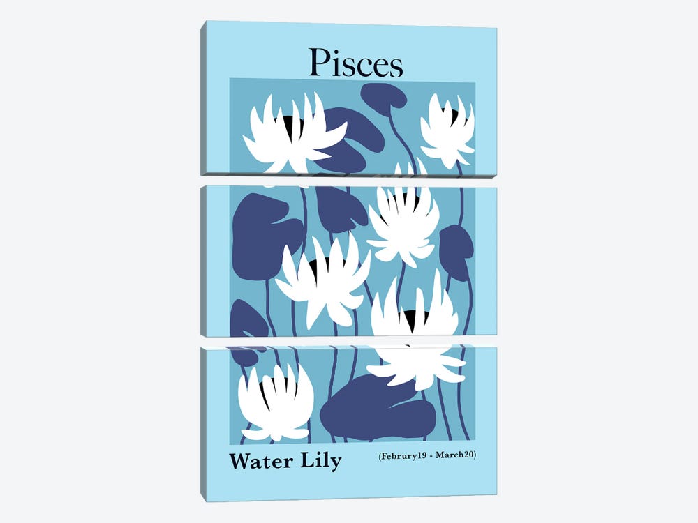 Pisces Water Lily by Miho Art Studio 3-piece Canvas Print