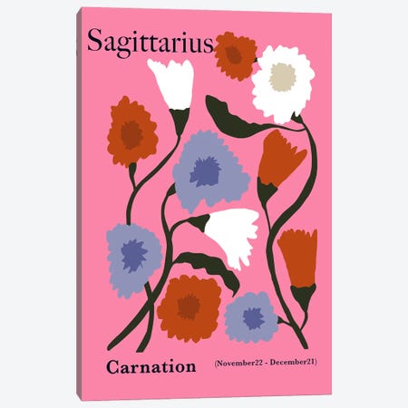 Sagittarius Carnation Canvas Print #MHX42} by Miho Art Studio Art Print