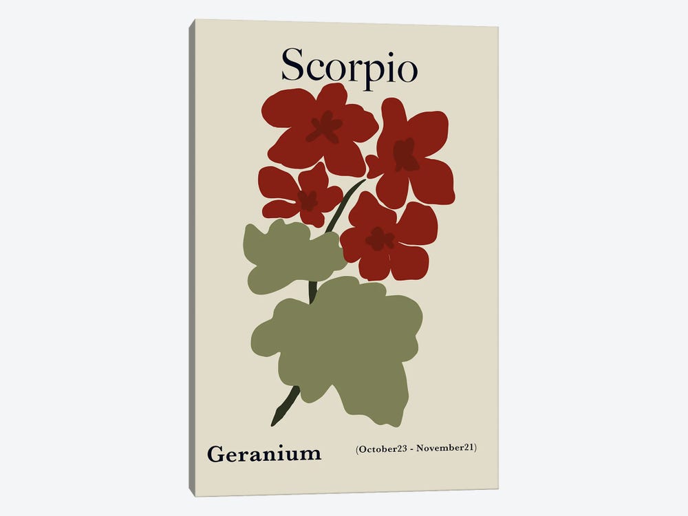 Scorpio Red Geranium by Miho Art Studio 1-piece Art Print