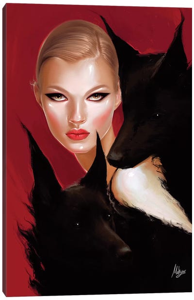 The Wolf Canvas Art Print - Lowbrow Femme Fatales