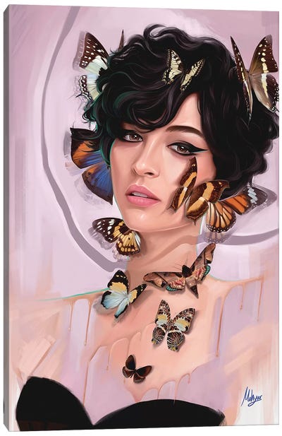 Butterfly Cream Canvas Art Print