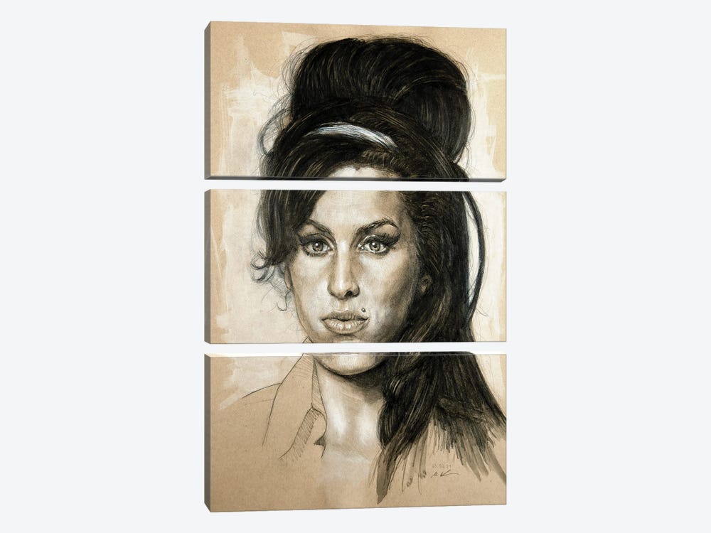Amy Winehouse by Marc Lehmann 3-piece Canvas Art Print