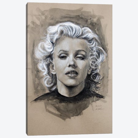 Marilyn Monroe - Black & White Canvas Print #MHZ24} by Marc Lehmann Canvas Artwork