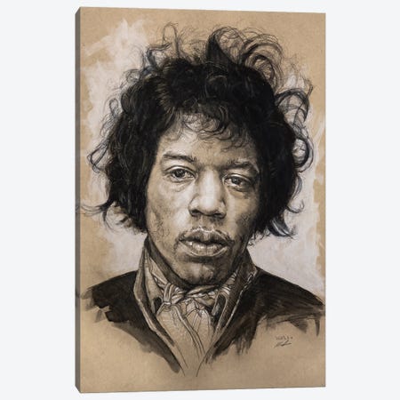 Jimi Hendrix Canvas Print #MHZ30} by Marc Lehmann Canvas Wall Art