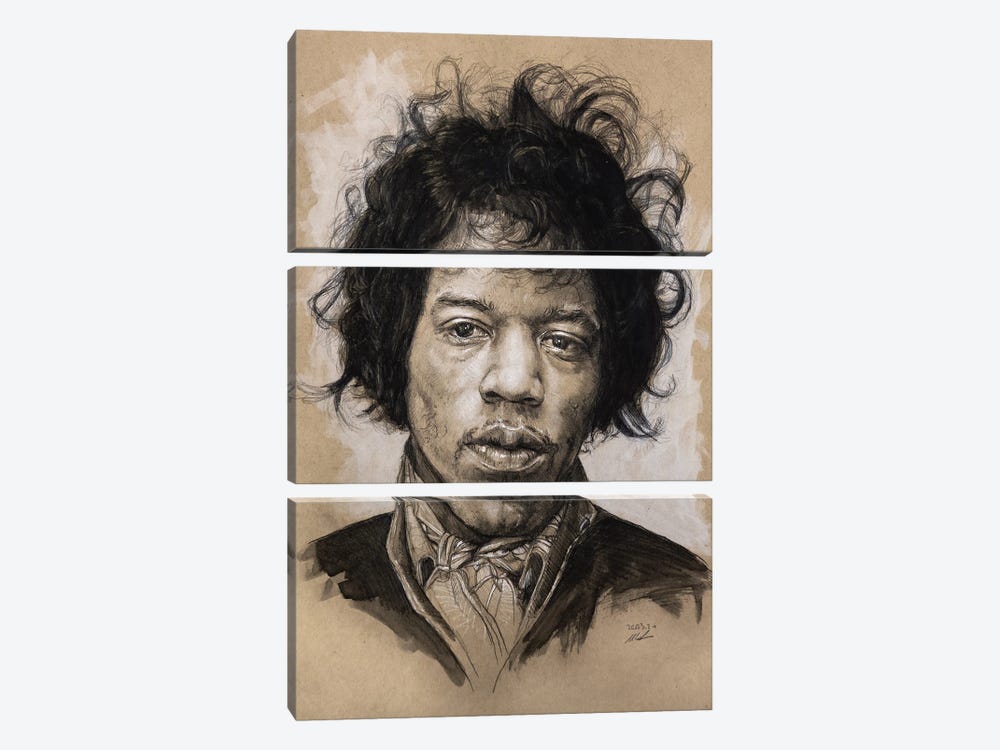 Jimi Hendrix by Marc Lehmann 3-piece Canvas Artwork
