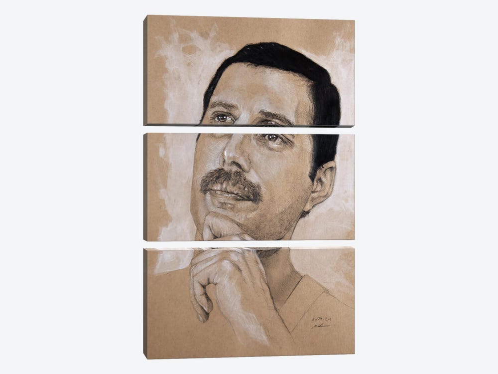 Freddie Mercury by Marc Lehmann 3-piece Canvas Art Print