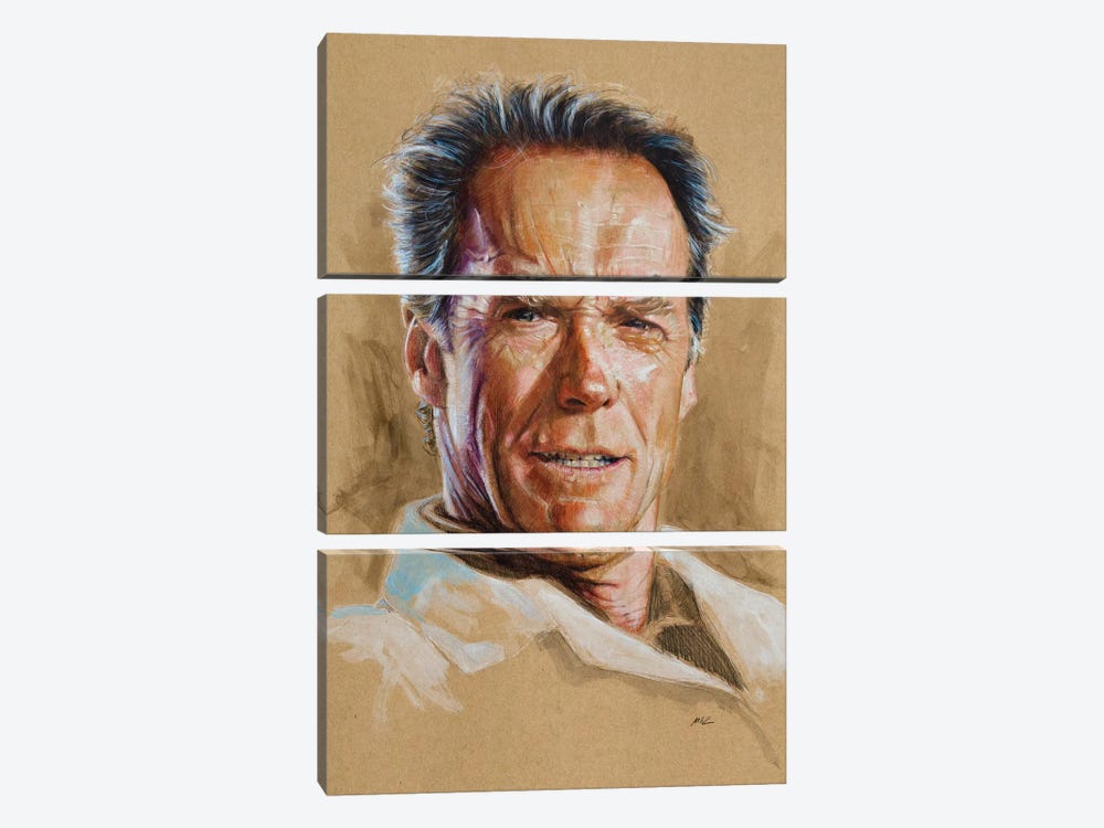Clint Eastwood by Marc Lehmann 3-piece Canvas Print