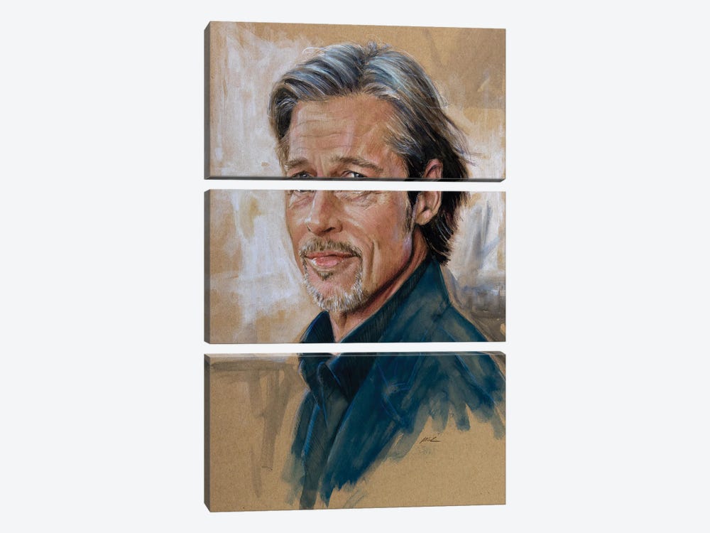 Brad Pitt by Marc Lehmann 3-piece Canvas Print