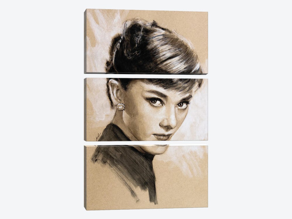 Audrey Hepburn by Marc Lehmann 3-piece Canvas Art