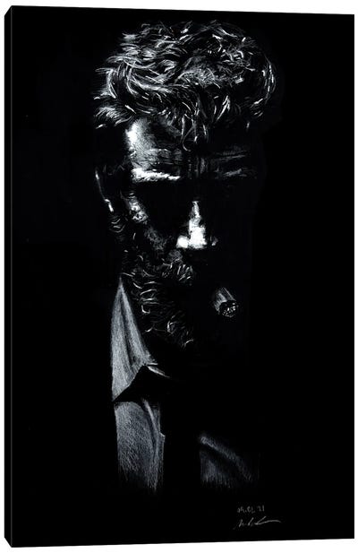 Hugh Jackman - On Black Canvas Art Print - Marc Lehmann