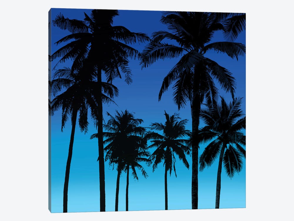 Palms Black on Blue I by Mia Jensen 1-piece Canvas Art