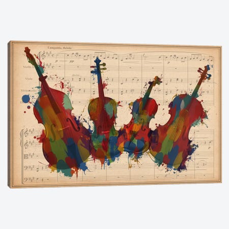 Multi-Color Orchestra Ensemble: Violin, Viola, Cello, Double Bass Canvas Print #MIC100} by Unknown Artist Canvas Art Print
