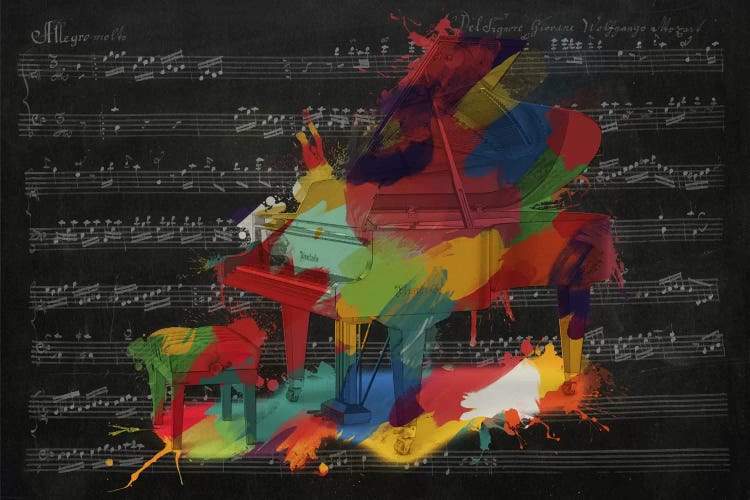 Multi-Color Piano on Black Music Sheet #2 by Unknown Artist wall art