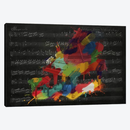 Multi-Color Piano on Black Music Sheet #2 Canvas Print #MIC102} by Unknown Artist Art Print
