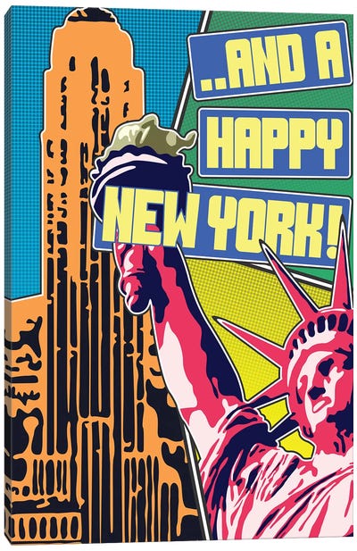 And A Happy New York Canvas Art Print - Famous Monuments & Sculptures