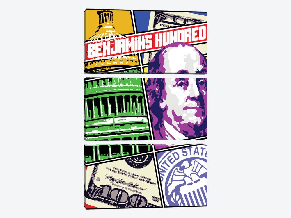 Benjamin Franklin Comic Cover by Cristian Mielu 3-piece Canvas Art