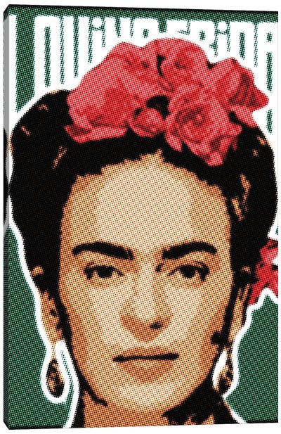 Frida Raster Points Canvas Art Print - Frida Kahlo