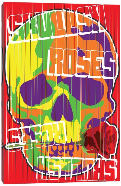 Skulls N Roses Canvas Art Print - Cristian Mielu