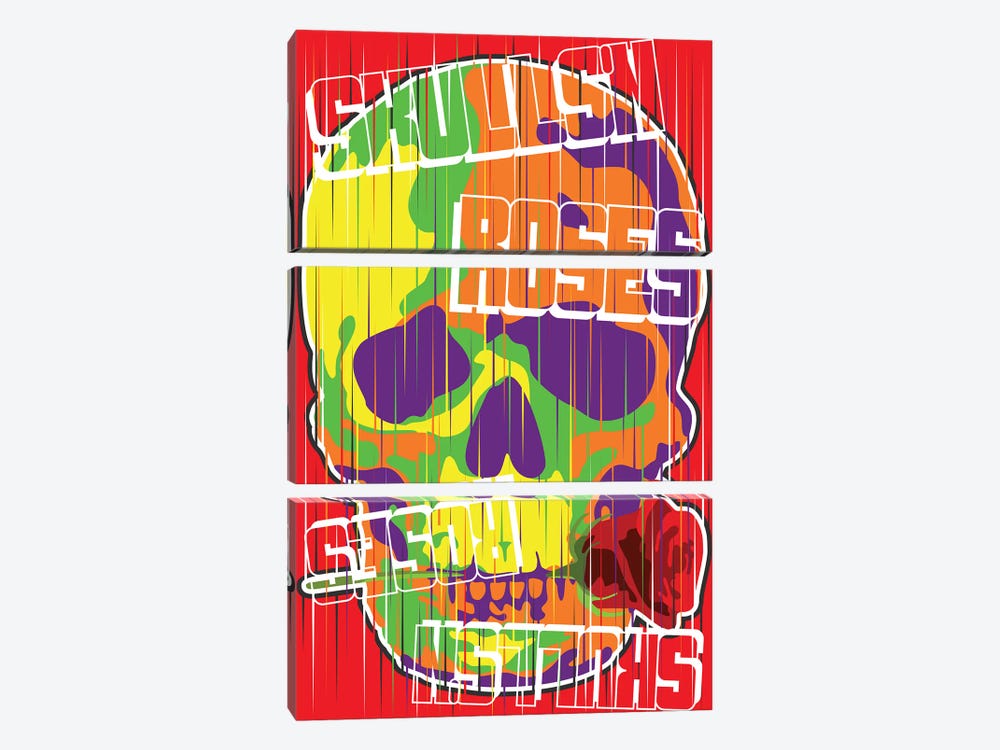 Skulls N Roses by Cristian Mielu 3-piece Canvas Artwork