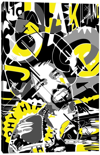 Mac Dre - Hyphy Canvas Art Print - Black, White & Yellow Art