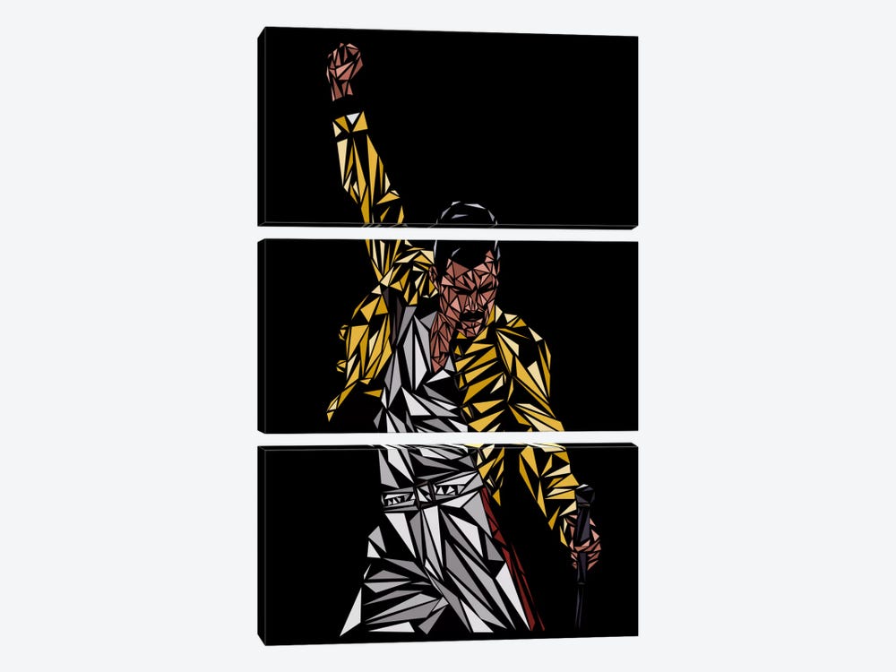 Freddie Mercury by Cristian Mielu 3-piece Canvas Print