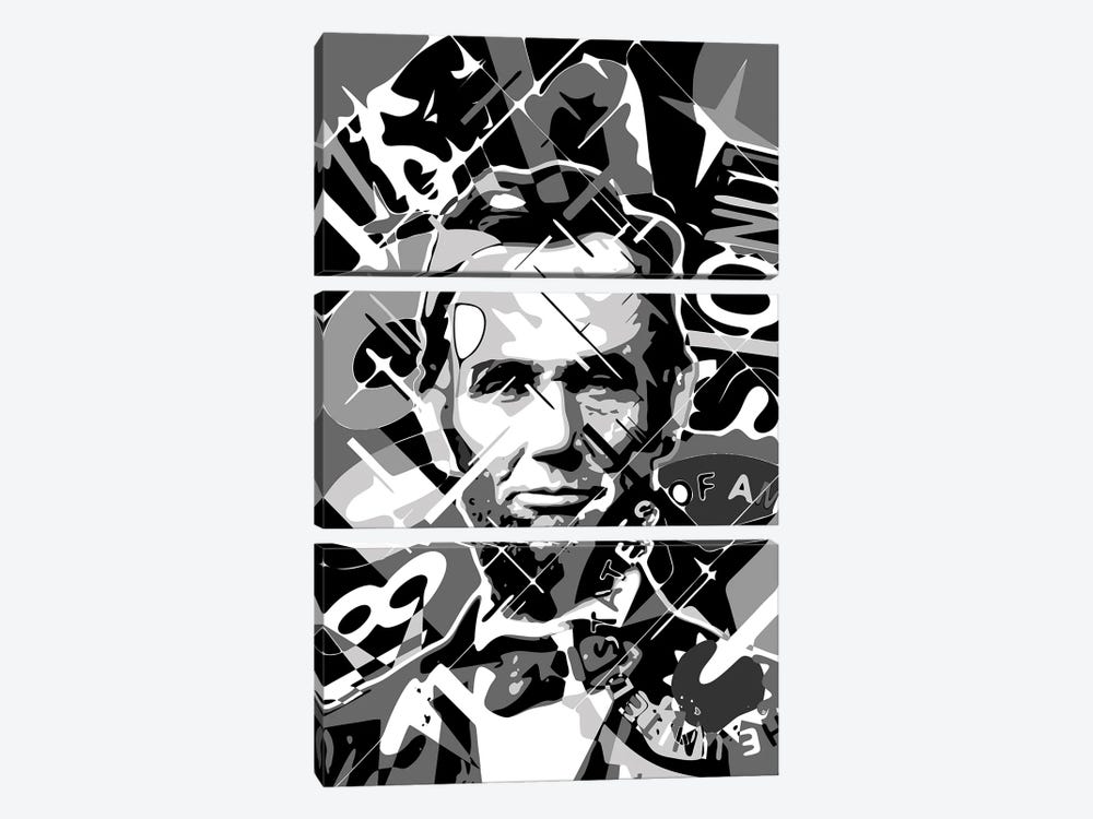Abraham Lincoln by Cristian Mielu 3-piece Canvas Art Print