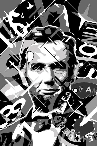 Black & White Pop Culture Art: Abraham Lincoln by Cristian Mielu