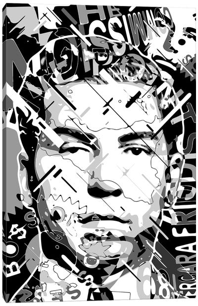 Charles Lucky Luciano Canvas Art Print - Black & White Pop Culture Art