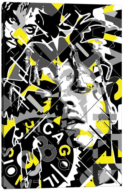 Juice Wrld Canvas Art Print - Black, White & Yellow Art