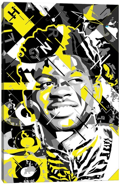 Lil Nas Canvas Art Print - Black, White & Yellow Art